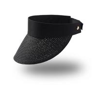 Eigso Womens Black Straw Woven Visor Hat Sommer Travel Beach Cap für Frau Mann