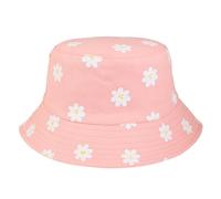 Eigso Womens Pink Baumwolle Blumen Muster Eimer Hut Unisex Classic Summer Beach Daisy Print Sonnenhut für Frau Mann