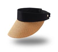 Eigso Womens Travel Visor Hat Sommer Strand Stroh gewebt Khaki Cap für Frau Mann