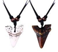 EIHI 2 pcs haifischzähne-Anhänger-Halsketten，Mädchen-Jungen-Halsketten, Anhänger-Halsketten, haizahn kette，Frauen Halskette,Surferkette Herren(Weiß Und Braun)