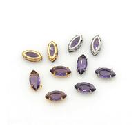 EILJSF Strass-Steine zum Aufnähen in Pferdeaugen-Form 5 x 10 mm Flache Rückseite zum Aufnähen von Kristallen mit Metallklauenfassungen für Kleider Kleidung Schuhe Taschen Dekoration 50 Stück