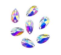 Eimass® Strasssteine / Glitzersteine, Tropfenform, zum Aufnähen- oder Aufkleben, flache Rückseite, für Kostüme, 50 Stück., Crystal AB Teardrop, 17 x 28mm