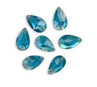 Eimass® Strasssteine / Glitzersteine, Tropfenform, zum Aufnähen- oder Aufkleben, flache Rückseite, für Kostüme, 50 Stück., Light Sapphire Teardrop, 17 x 28mm
