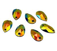 Eimass® Strasssteine / Glitzersteine, Tropfenform, zum Aufnähen- oder Aufkleben, flache Rückseite, für Kostüme, 50 Stück., Amber Flare, 17 x 28mm