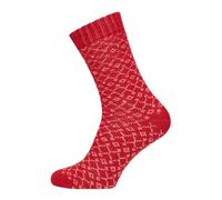 Ein Paar Einfarbige Wollsocken Schlichtes Rauten Design Für Damen Und Herren Weiche Dicke Kuschelsocken Hyggelig Warm Mit 45% Wolle | Rot Gr. 35-38