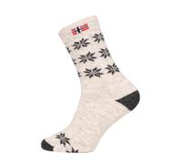 Ein Paar Norweger Socken Damen Und Herren - Skandinavisches Design Kuschelsocken 80% Wolle Dicke Socken Hyggelig Warm | Weiß Gr. 47-50