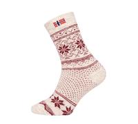 Ein Paar Norweger Socken Damen Und Herren Skandinavisches Design Kuschelsocken 80% Wolle Dicke Socken Hyggelig Warm | Bordeaux Gr. 39-42