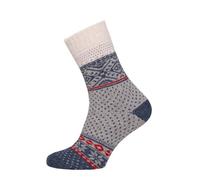 Ein Paar Skandinavische Socken Für Damen Und Herren - Kuschelsocken 45% Wolle Dicke Hyggelig Norwegen Design | Blau Gr. 39-42
