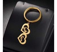 Ein spezieller Namensanhänger, personalisierter herzförmiger Mehrfachanhänger, Edelstahl Schlüsselanhänger in Gold, modischer Schmuck für Frauen, Weih