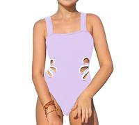 EIN Stück Badeanzug Mädchen Sommer Mode Einfarbig Einteiler Bikini Badeanzüge Mädchen Lässig Strand Sport Bademoden Ärmellos Schwimmanzug für Kinder 7-12 Jahren (Z3C-Purple, 10-11 Years)