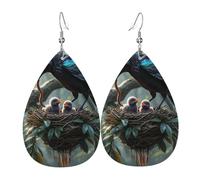 Eine Waldkrähe, bedruckte tropfenförmige Leder-Ohrringe | High-End-Design, leichte Luxus-Ohrringe
