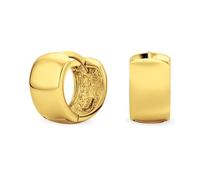 Einfache Breite Huggie Creolen Kpop Ohrringe Für Frauen Für Männer Vergoldet .925 Sterlingsilber Poliert Flaches Scharnier