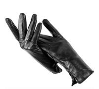 Einfache Lederhandschuhe für Damen, authentische Damen-Lederhandschuhe, Schaffell Damenhandschuhe, High-End Warme Fäustlinge für Frauen im Winter Schwarz 8
