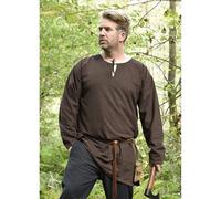 Einfache Mittelalter-Tunika Gunther, langarm, braun, Gr. XL