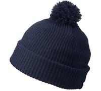 Einfache Mütze mit Bommel in 2 Farben schwarz