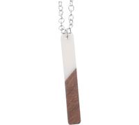 Einfache Retro-Halskette mit rechteckigem, geometrischem Anhänger aus Harz und Holz, Medaillon-Halskette für Damen