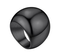 Einfacher Damen Kuppelring aus Edelstahl 23.5mm breit Schlichter Glänznder Polierter Siegelring Mode Schmuck Accessoire für Paarring Freundschaftsring Partnerring Ringgröße 54.4（17.3） in Schwarz