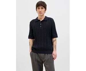 Einfarbig Gestricktes Polo XL Blau