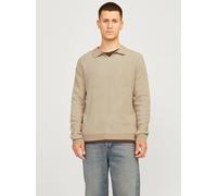 Einfarbig Gestricktes Polo XXL Beige