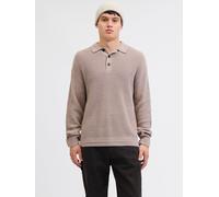 Einfarbig Gestricktes Polo XXL Beige