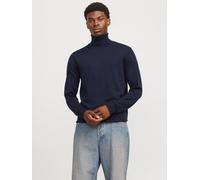 Einfarbig Rollkragenpullover L Blau