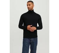 Rollkragenpullover JACK & JONES "JPRBLAMERINO KNIT ROLL NECK", Herren, Gr. M, schwarz, Strick, Obermaterial: 100% Wolle, unifarben, regular fit normal, Rundhals, Bündchen, Pullover Rollkragenpullover,