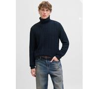 Einfarbig Rollkragenpullover XS Blau