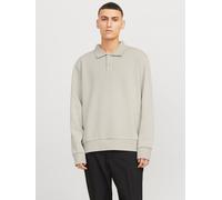Sweatshirt JACK & JONES "JJEBRADLEY SWEAT POLO NOOS", Herren, Gr. L, gelb (moonbeam), angeraute Sweatware, Obermaterial: 65% Polyester, 35% Baumwolle, unifarben, modisch, relaxed fit hüftlang, Rundhal