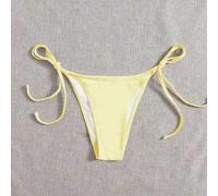 Einfarbige Bikinihose mit Bindedetail für Strandurlaub, gelbe Bikinihose, Schwimmbekleidung für Frauen, gelber Bikini, gelber Tanga-Bikini