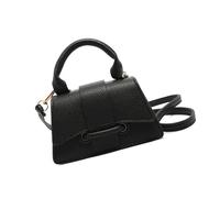 Einfarbige Damen-Schultertasche mit Tragegriff oben, lässig, PU-Leder, modische Kuriertasche, einfarbig, Schultertasche für Damen, Lederhandtasche, koreanischer Stil, Crossbody, Schwarz , One Size
