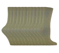 Einfarbige Damensocken mit hohem Baumwollanteil | 12 Paar Multipack | Socken-Snob | Dünne, bequeme, farbenfrohe Crew-Söckchen für Damen in Khaki EU 37 - 42