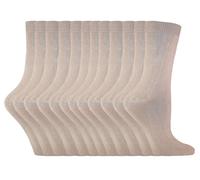 Einfarbige Damensocken mit hohem Baumwollanteil | 12 Paar Multipack | Socken-Snob | Dünne, bequeme, farbenfrohe Crew-Söckchen für Damen in Beige EU 37 - 42