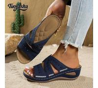 Einfarbige gemusterte dekorative neue Sandalen, atmungsaktiv & bequem zum Schlüpfen, rutschfest, modisch vielseitige Sandalen, einfarbig, weiche beque