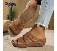 Einfarbige gemusterte dekorative neue Sandalen, atmungsaktiv & bequem zum Schlüpfen, rutschfest, modisch vielseitige Sandalen, einfarbig, weiche beque