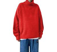 Einfarbige Langarm-Strickwaren für Herren, Top 2025, Rollkragen, einfarbig, lässig, warm, Strickpullover für Outdoor, Workout, Party, Weihnachtsgeschenke, rot, 4XL