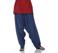 Einfarbige Patiala Salwar Hose, 100% Baumwolle, in vielen Farben - Kameez Kurti Tunika Yoga, Marineblau/Blau, Groß