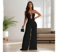 Einfarbige Smock-Culotte-Jumpsuit in schlanker Passform, Neu, perfekt für Geburtstag, Büro, Frühling Sommer