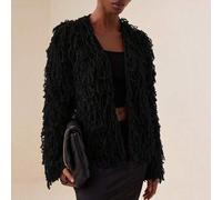 Einfarbige strukturierte Strickjacke, Langarm Oberteil