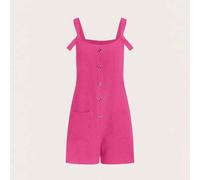 Einfarbiger ärmelloser Jumpsuit aus strukturiertem Stoff, lässig und locker mit Taschen