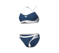 Einfarbiger Badeanzug für Damen mit gekreuztem Rücken, 2-teilig Arena Icons Blau 42