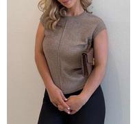 Einfarbiges Blockstreifen Kurzarm T-Shirt für Frauen, minimalistisch modische Lässig Alltagskleidung für Büro und Lässig