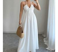 Einfarbiges Maxikleid mit Rückenausschnitt und Bindedetail, Damen Sommerkleider, Damen Strandkleider, Einteiliges Kleid, Sommer Lange Damenkleidung Kl