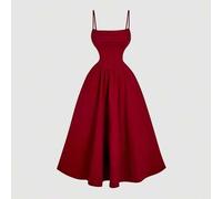 Einfarbiges plissiertes Camisole Bodycon Midi-Kleid, Weinrot