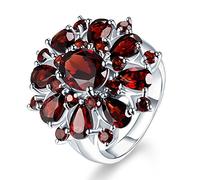 Eingelegter Granatapfel-Rubinring voller Diamanten und Verlobungsring Schmuck Geschenk für Damen