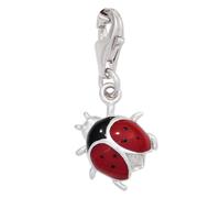 Jobo Damen Einhänger Charm Marienkäfer 925 Sterling Silber rhodiniert rot schwarz lackiert