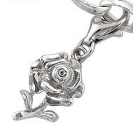 Einhänger Charm Rose 925 Sterling Silber rhodiniert 1 Zirkonia