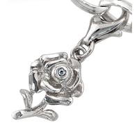 Einhänger Charm Rose 925 Sterling Silber rhodiniert 1 Zirkonia