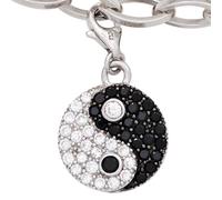 Einhänger Charm Ying Yang 925 Sterling Silber rhodiniert mit Zirkonia