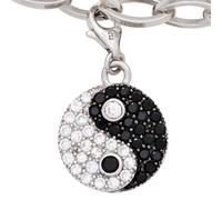 Einhänger Charm Ying Yang 925 Sterling Silber rhodiniert mit Zirkonia