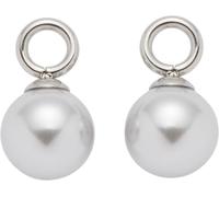 JEWELS BY LEONARDO Ohrringe Anhänger Perla Beauty's, 1 Paar Charms Anhänger aussilberfarbenem Edelstahl, Imitationsperle in Hellgrau, Schmuck Damen Geschenk, 024335